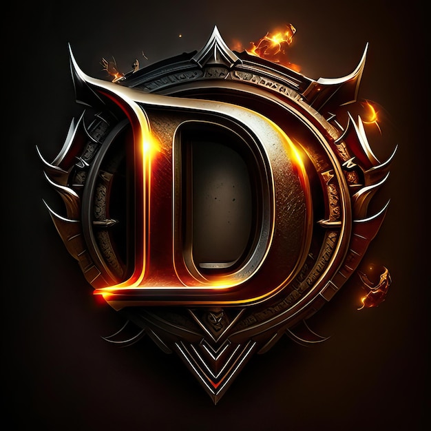 Logotipo D premium con detalles dorados IA generativa