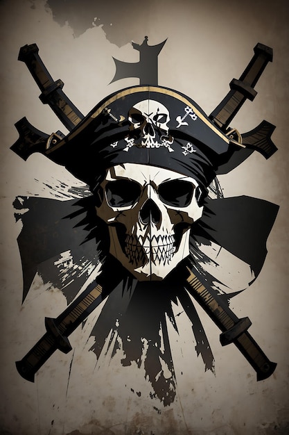 Logotipo da Aventura da Bandeira Pirata 1N em alto mar
