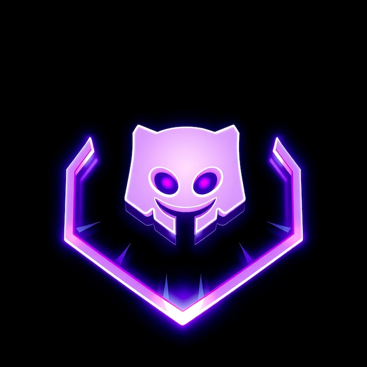 Foto logotipo da discord com renderização 3d material holográfico glow pulsante esquema de cores roxo e branco isola