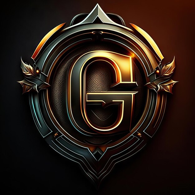 Foto logotipo da letra g com detalhes dourados