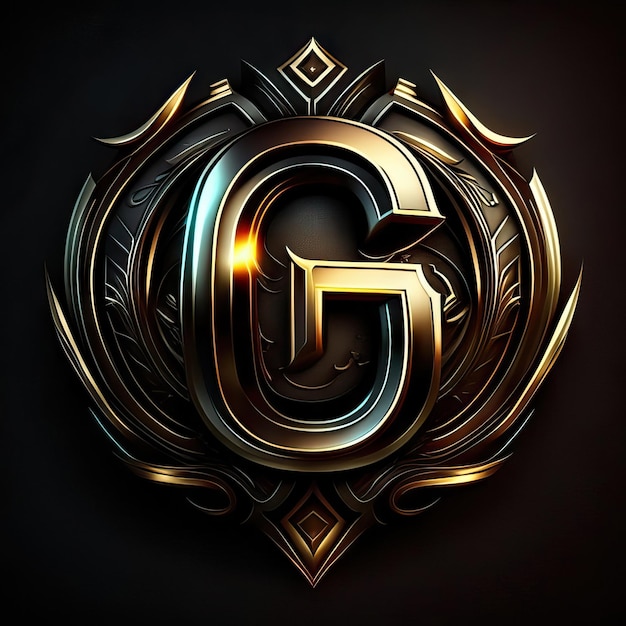 Logotipo da letra G com detalhes dourados