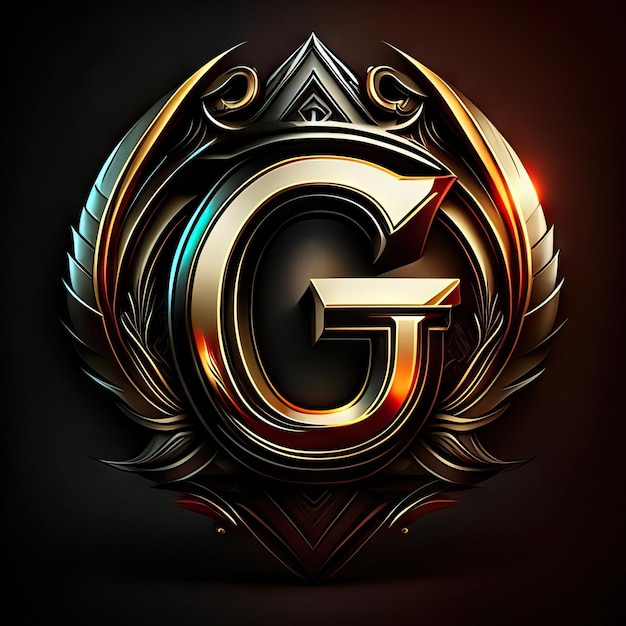 Foto logotipo da letra g com detalhes dourados