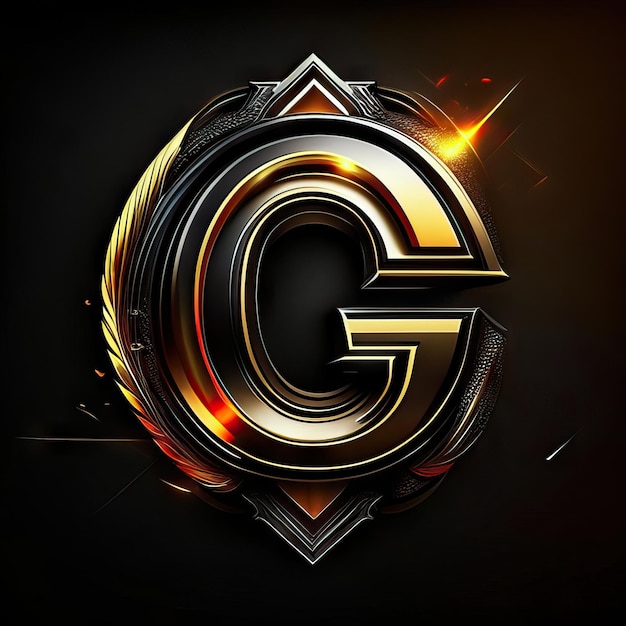 Foto logotipo da letra g com detalhes dourados