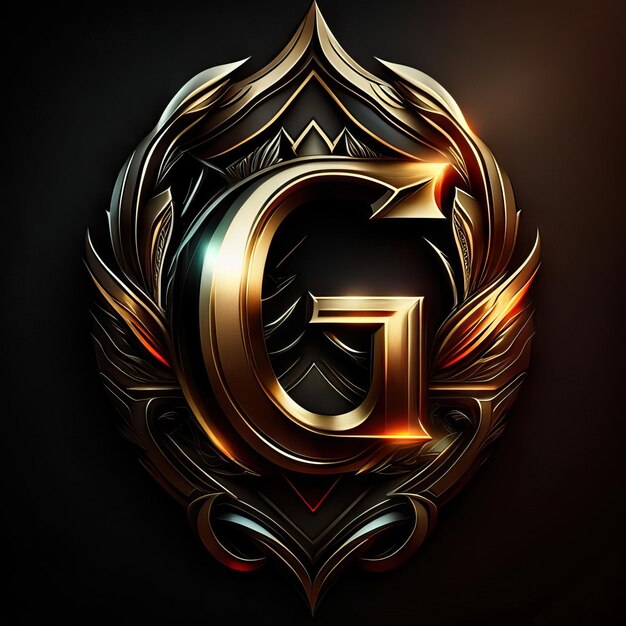 Foto logotipo da letra g com detalhes dourados