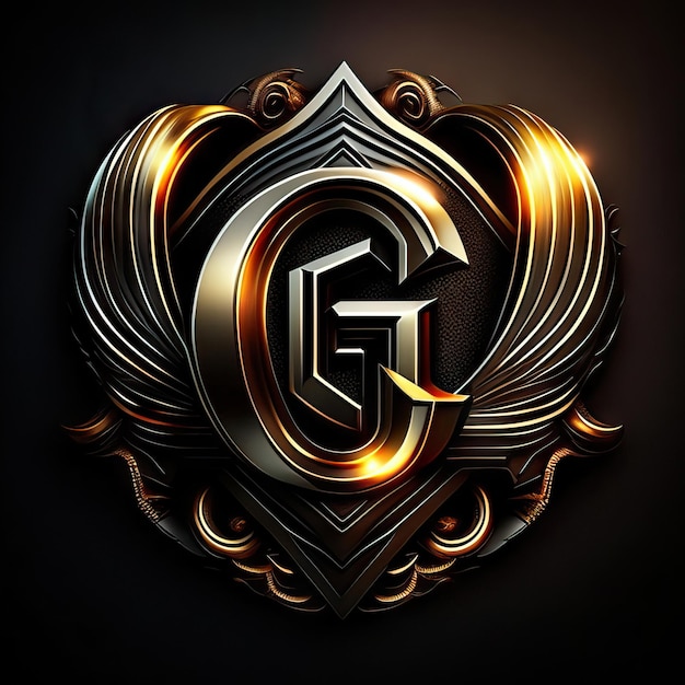 Foto logotipo da letra g em detalhes dourados