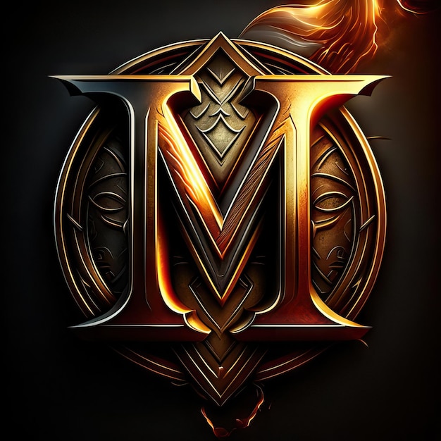 Logotipo da letra M em ouro