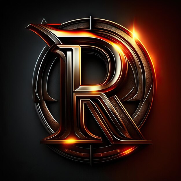 Logotipo da letra R com detalhes dourados e vermelhos