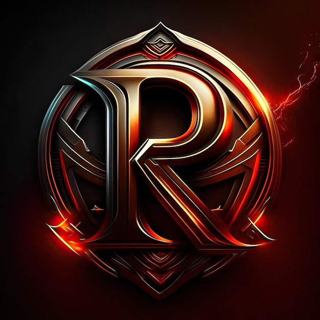 Logotipo da letra R com detalhes dourados e vermelhos