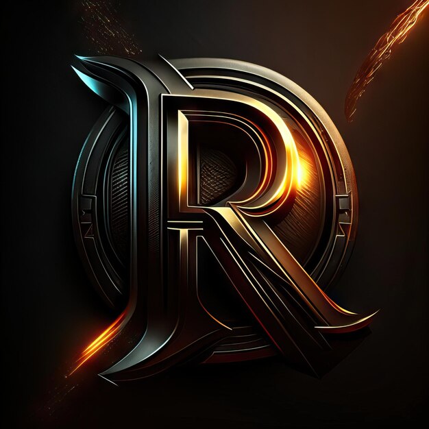 Logotipo da letra R com detalhes dourados e vermelhos