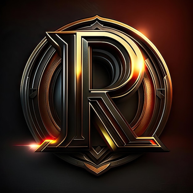 Foto logotipo da letra r com pormenores dourados e vermelhos