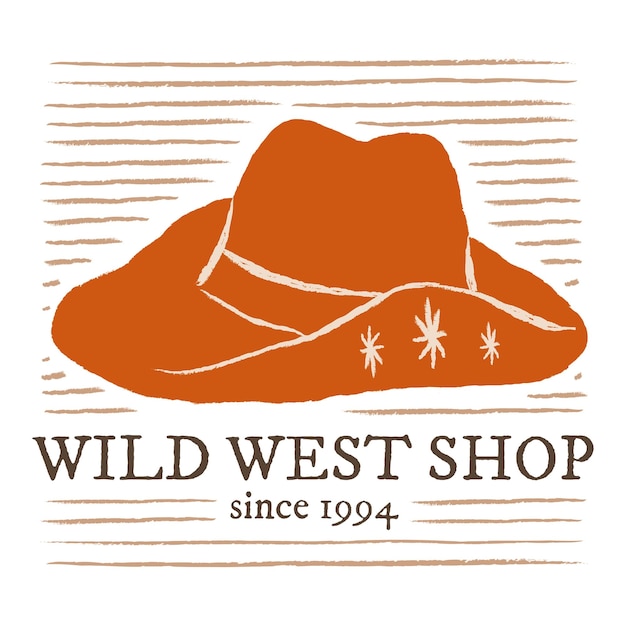 Logotipo da loja do oeste selvagem em laranja