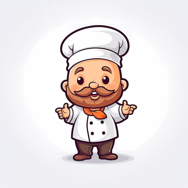 Logotipo da mascote do fundo branco do chef fofo