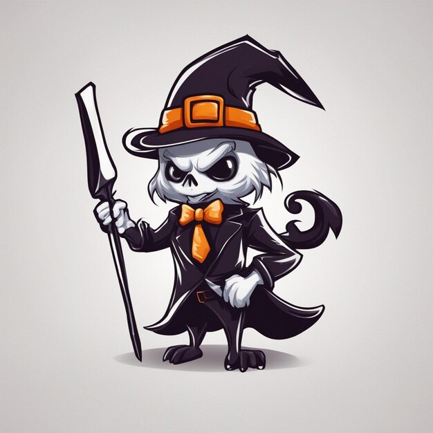 Logotipo da mascote do fundo branco do Halloween gerado por IA