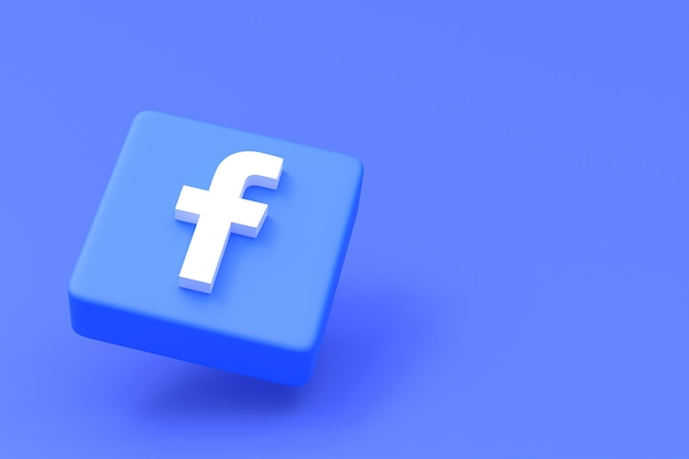 Logotipo da mídia social do facebook definido em renderização 3d