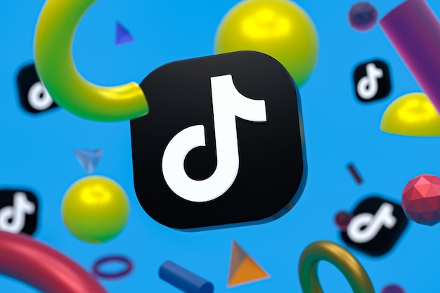 Logotipo da Tiktok em fundo de geometria abstrata