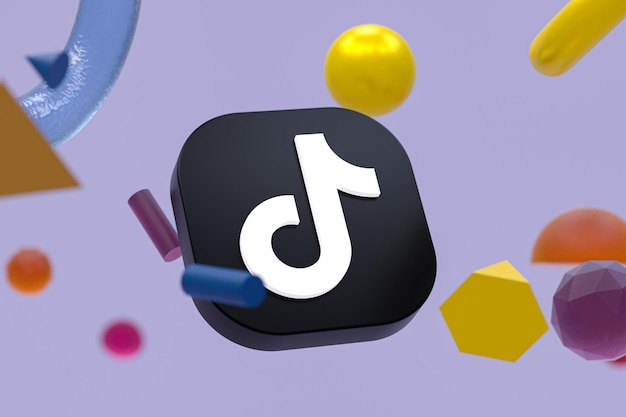 Logotipo da tiktok em fundo de geometria abstrata