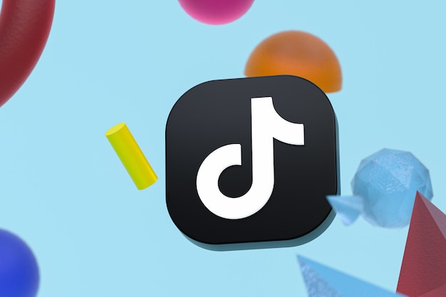 Logotipo da Tiktok em fundo geométrico abstrato