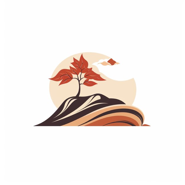 Foto logotipo de areia e folhas de montanha