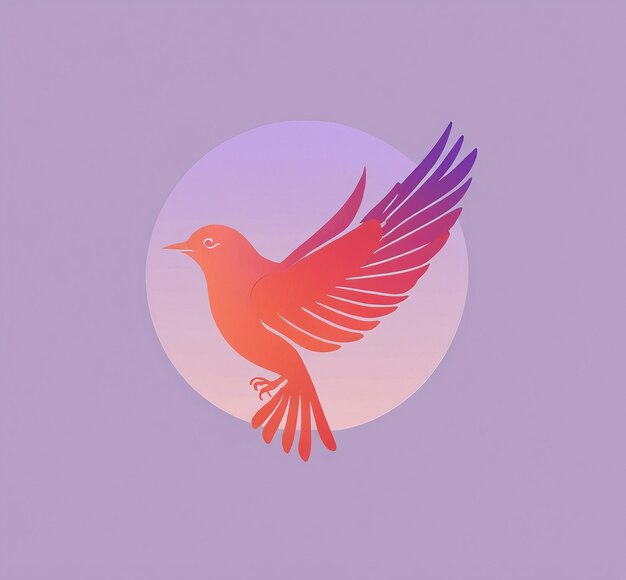logotipo de ave símbolo de ave um pássaro voando no ar com um fundo roxo