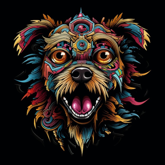 Logotipo de cabeça de cachorro design colorido desenho abstrato de animal ilustração imagem arte gerada por IA