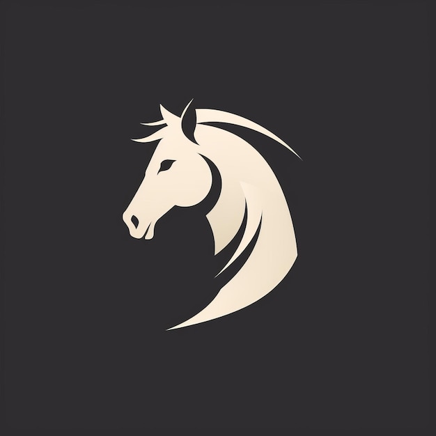 Foto logotipo de cabeça de cavalo minimalista em fundo preto