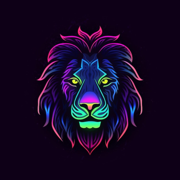 logotipo de cabeça de leão estilo neon