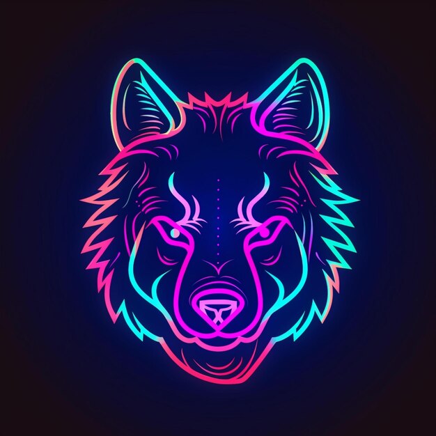 Foto logotipo de cabeça de lobo estilo neon