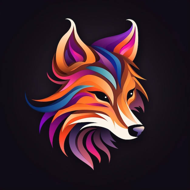 logotipo de cabeça de raposa colorido abstrato