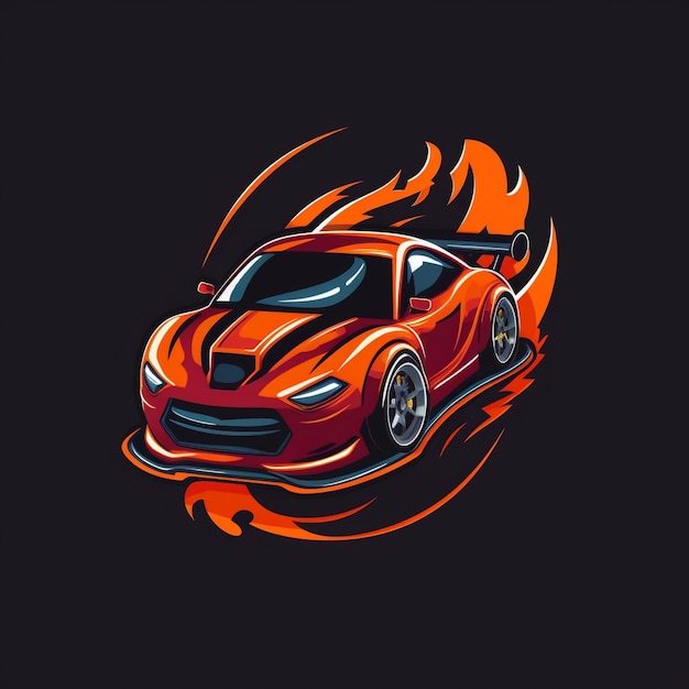 Logotipo de carro de corrida de desenho animado para uma marca de jogos