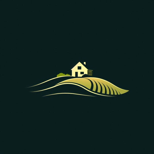 Foto logotipo de casa de fazenda ecológica verde ia generativa