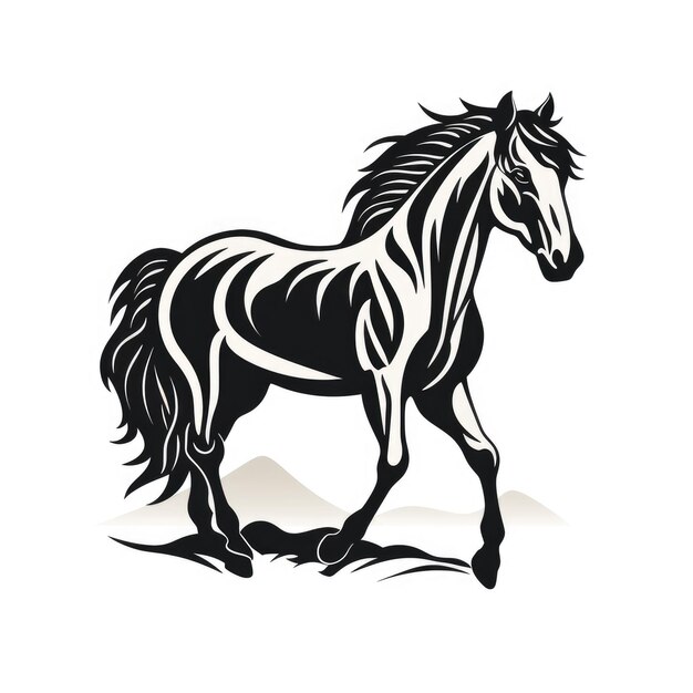 Foto logotipo de cavalo preto e branco gerado por ia imagem