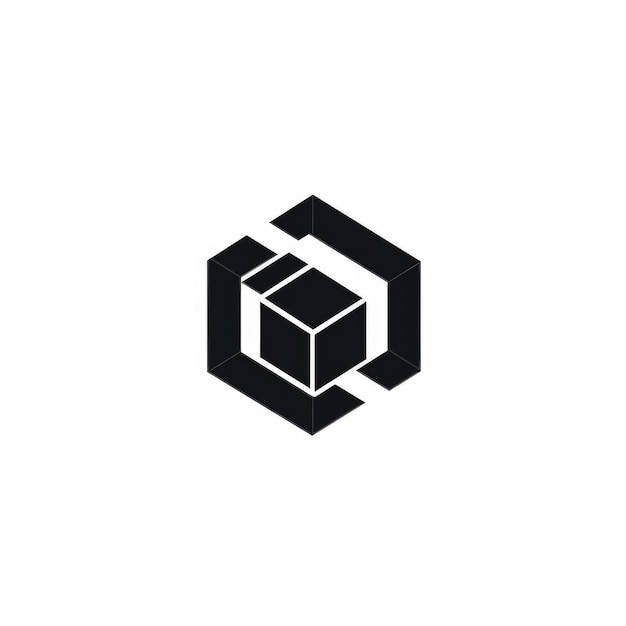 Logotipo de comércio geométrico minimalista preto em fundo branco