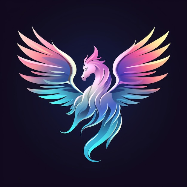 Logotipo de cor de gradiente de Pegasus com detalhes