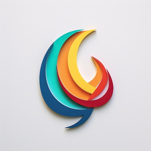 Logotipo de corte de papel colorido representando uma mensagem de fundo branco