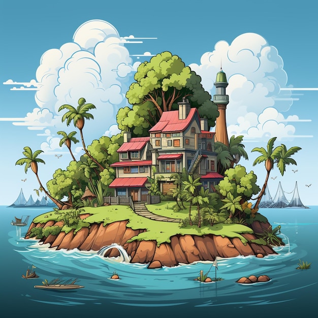 Logotipo de desenho animado da ilha