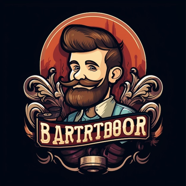 Foto logotipo de desenho animado de barbearia