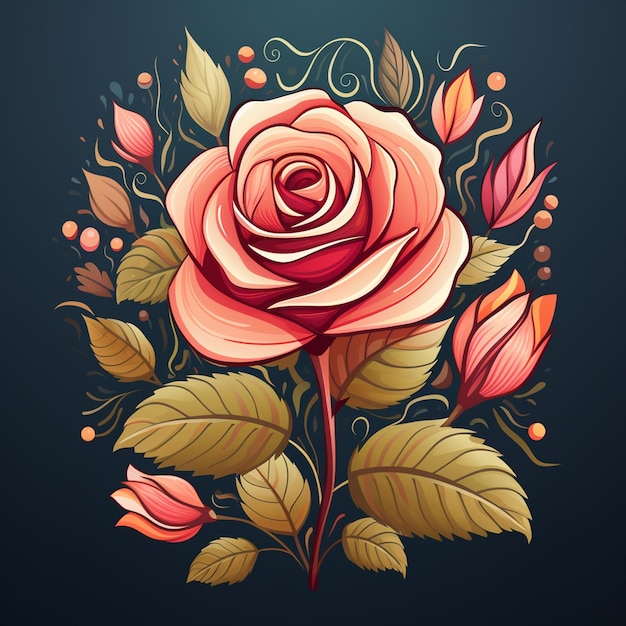Logotipo de desenho animado de flor de rosa