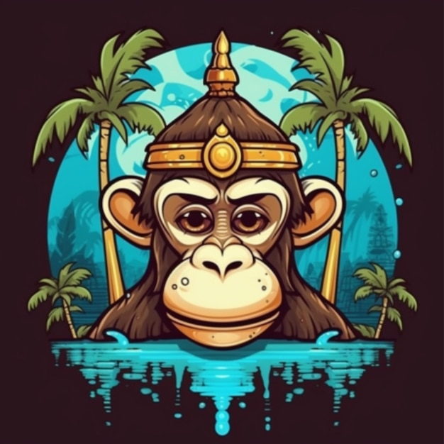 Logotipo de desenho animado de macaco indiano 2