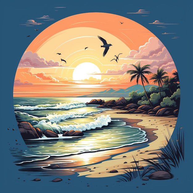 logotipo de desenho animado de praia