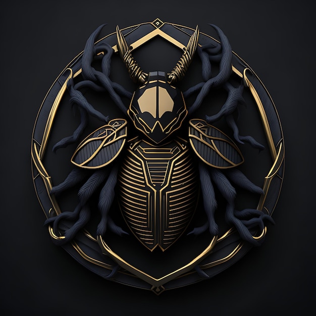 logotipo de escaravelho preto para criar uma criptomoeda estilo bitcoin bem detalhada
