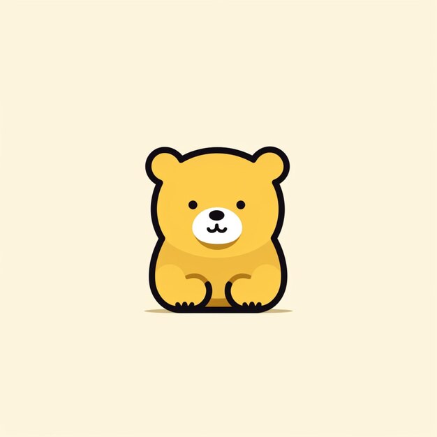 logotipo de etiqueta de urso pequeno bonito no fundo