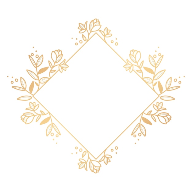 Logotipo de flor moldura png clipart ouro desenho botânico em fundo transparente