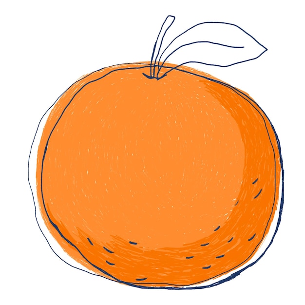 Logotipo de fruta laranja png adesivo desenhado à mão