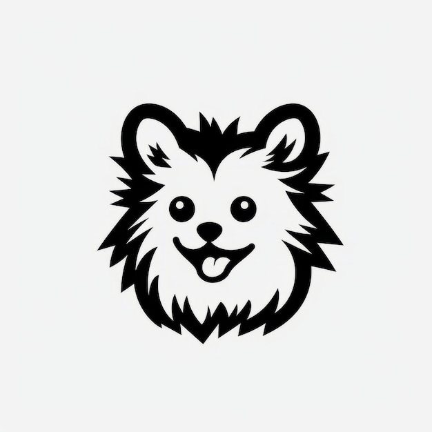 Logotipo de ícone de cachorro brincalhão com design gráfico monocromático