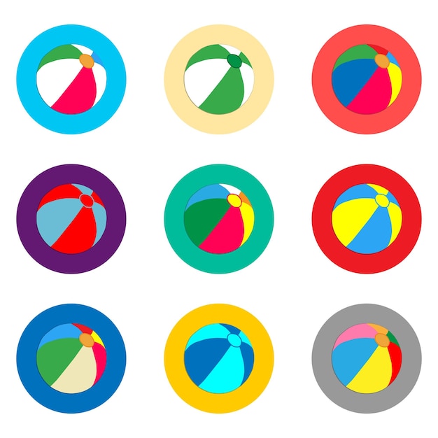 Logotipo de ilustração de ícones vetoriais para bola de praia de símbolos definidos para brincar na areia
