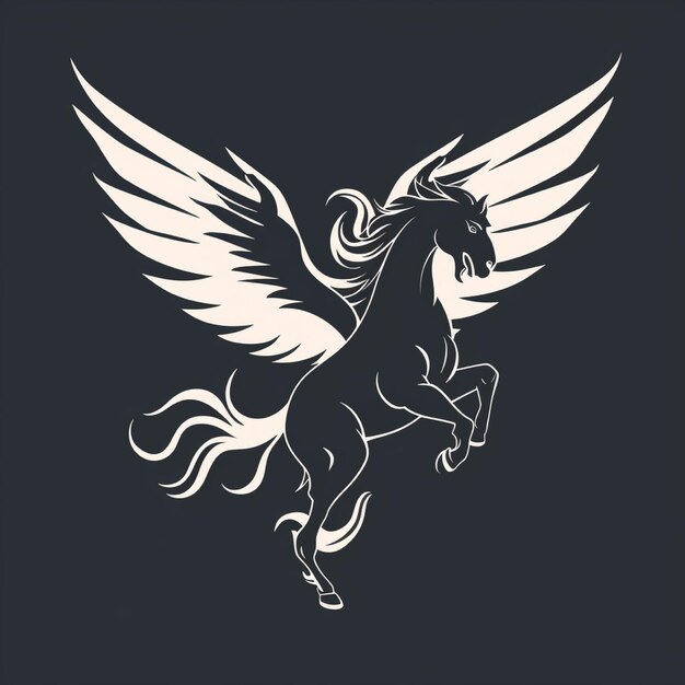 Foto logotipo de imagem pegasus em fundo preto