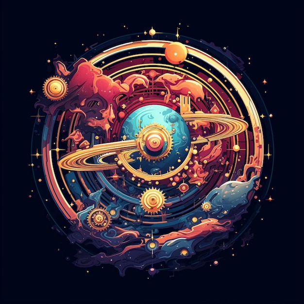 Logotipo de jogo bonito e engraçado com Celestial Clockwork Fusion