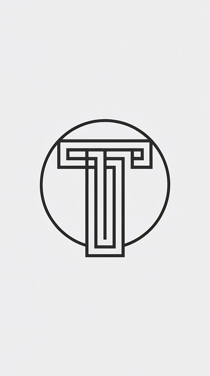 Foto logotipo de letra t limpa, sinal de círculo, design minimalista com cartão de visita da marca