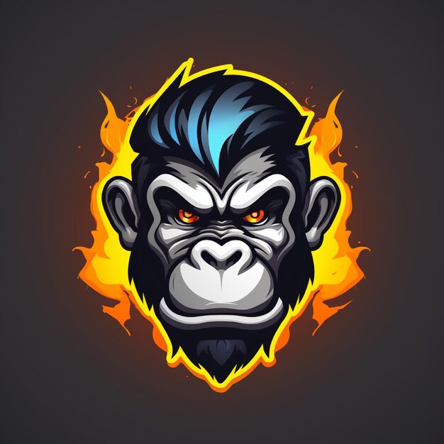 Logotipo de macaco macho em fundo isolado