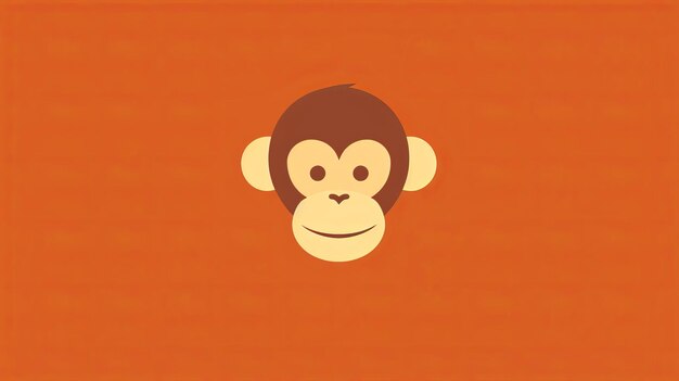 Foto logotipo de macaco minimalista nostálgico em fundo laranja